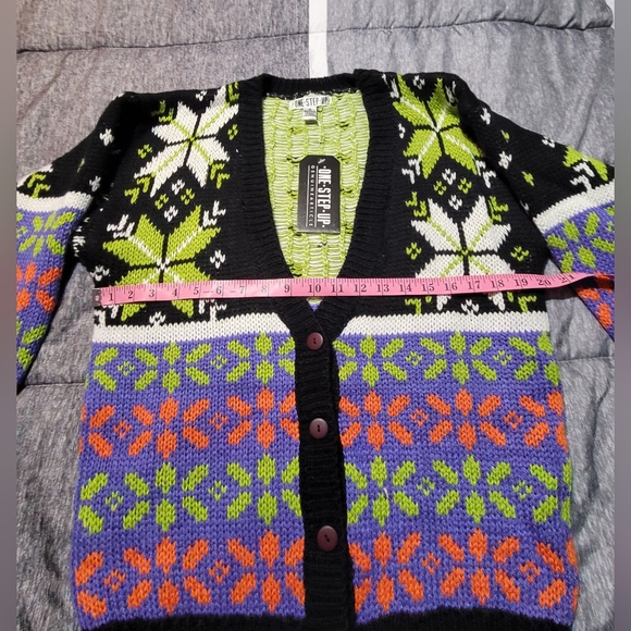 Rare New Vintage One Step Up Geometric Sweater~Cardigan~Unisex~Small~80's - Picture 7 of 10